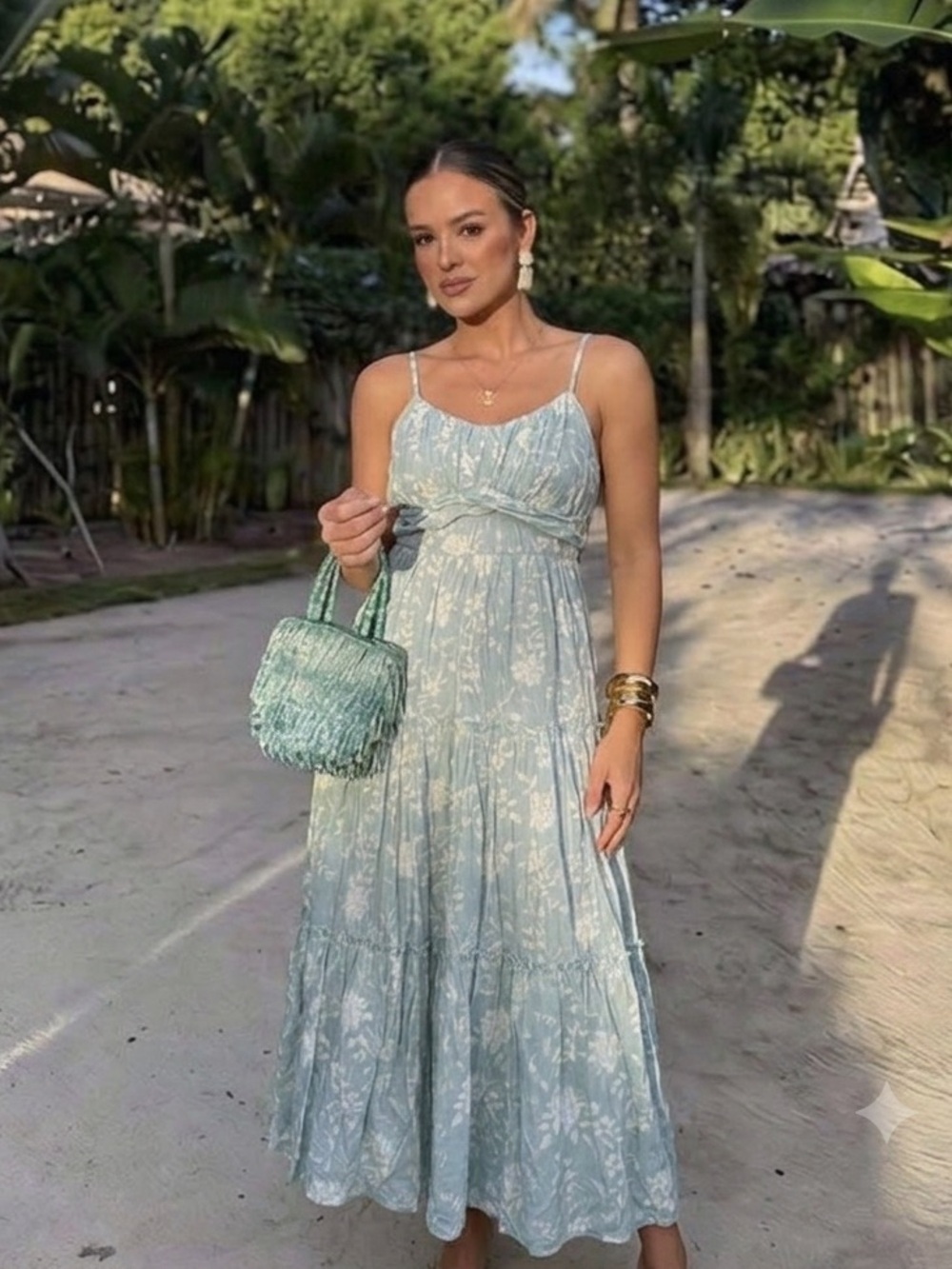 Trixxi Light Blue Floral Tiered Maxi Dress
